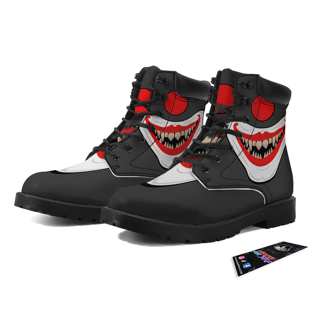 Smiling Clown Halloween Print Boots-grizzshop