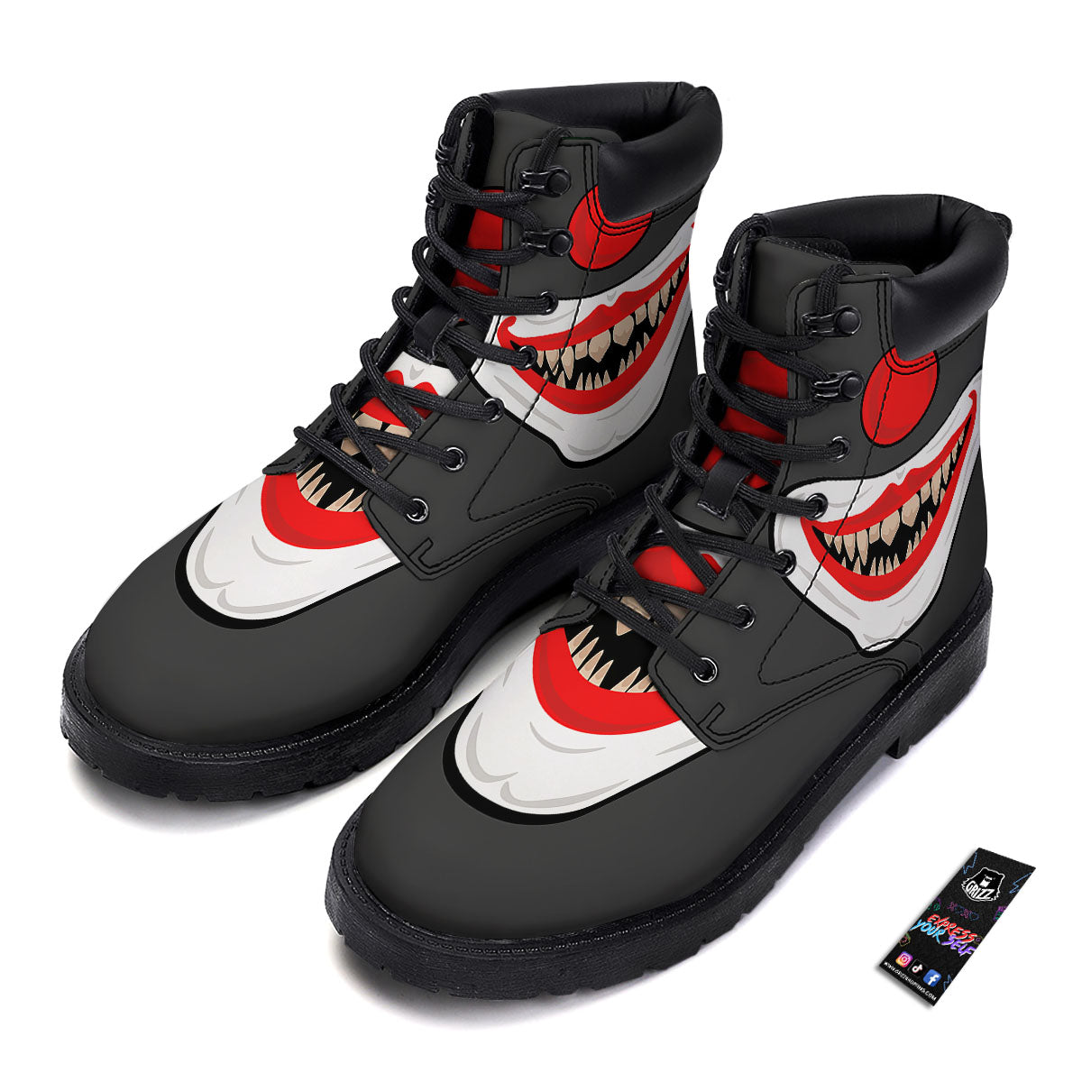 Smiling Clown Halloween Print Boots-grizzshop