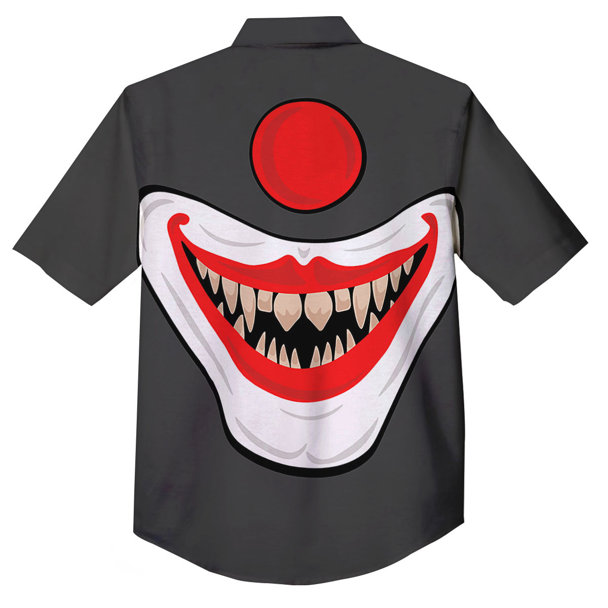 Smiling Clown Halloween Print Button Up Shirt-grizzshop