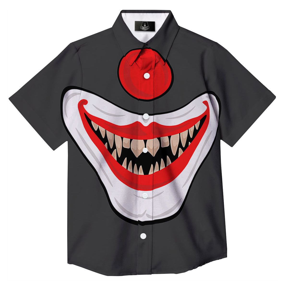 Smiling Clown Halloween Print Button Up Shirt-grizzshop