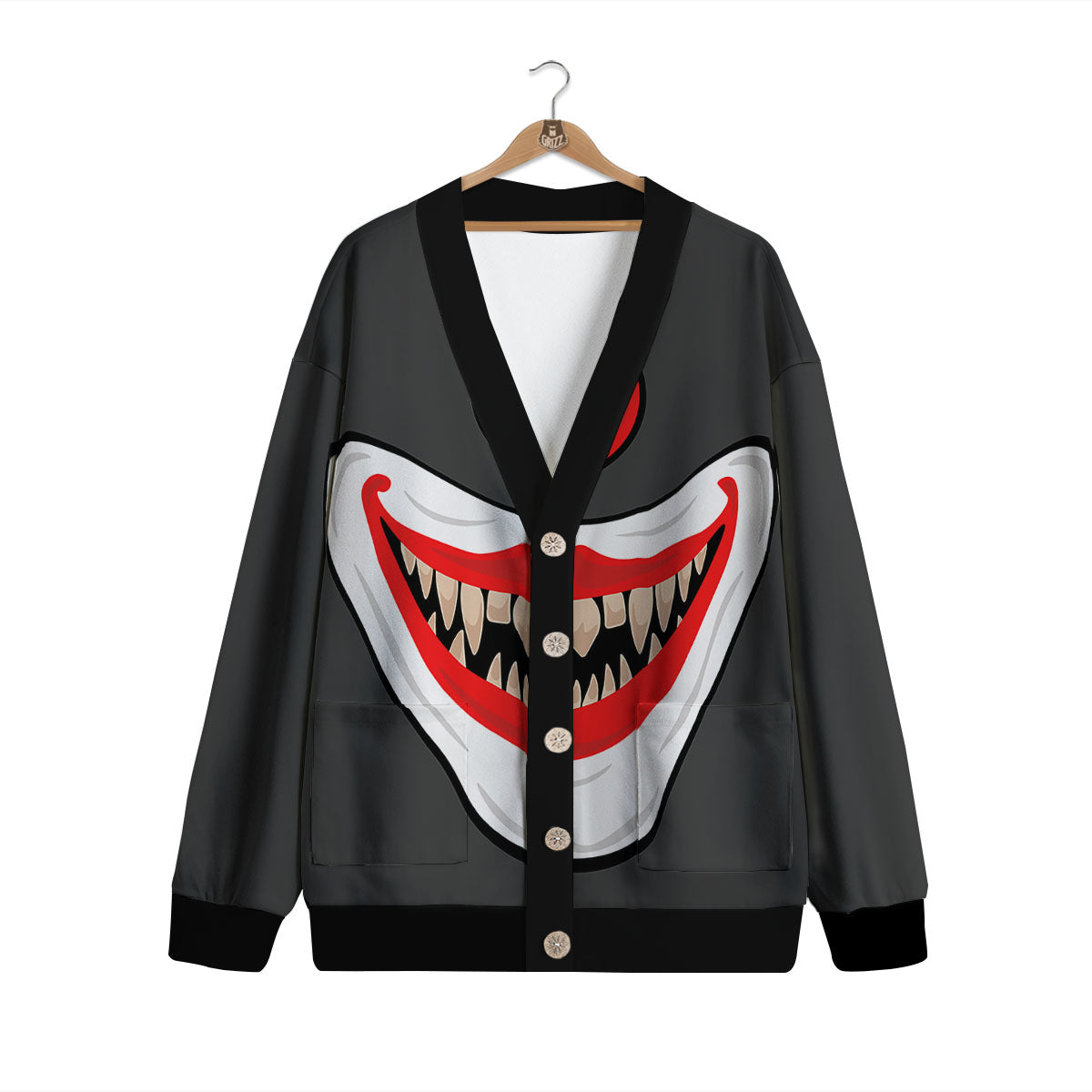 Smiling Clown Halloween Print Cardigan-grizzshop