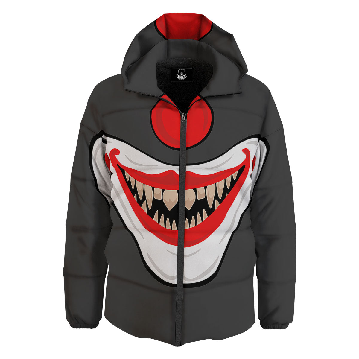 Smiling Clown Halloween Print Down Jacket-grizzshop