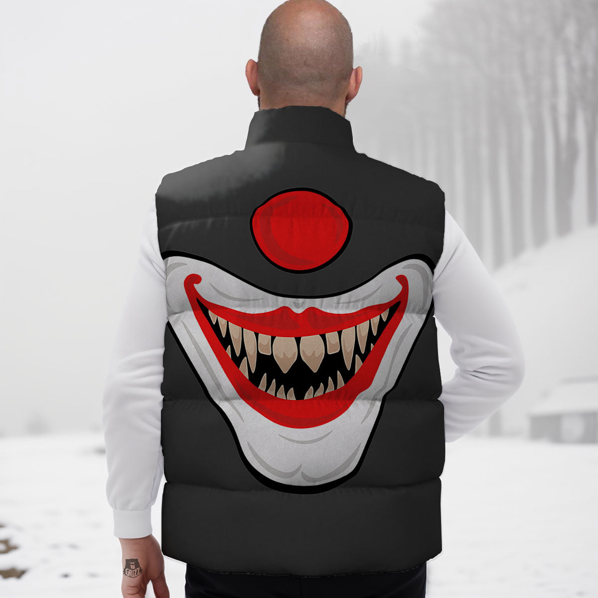 Smiling Clown Halloween Print Down Vest