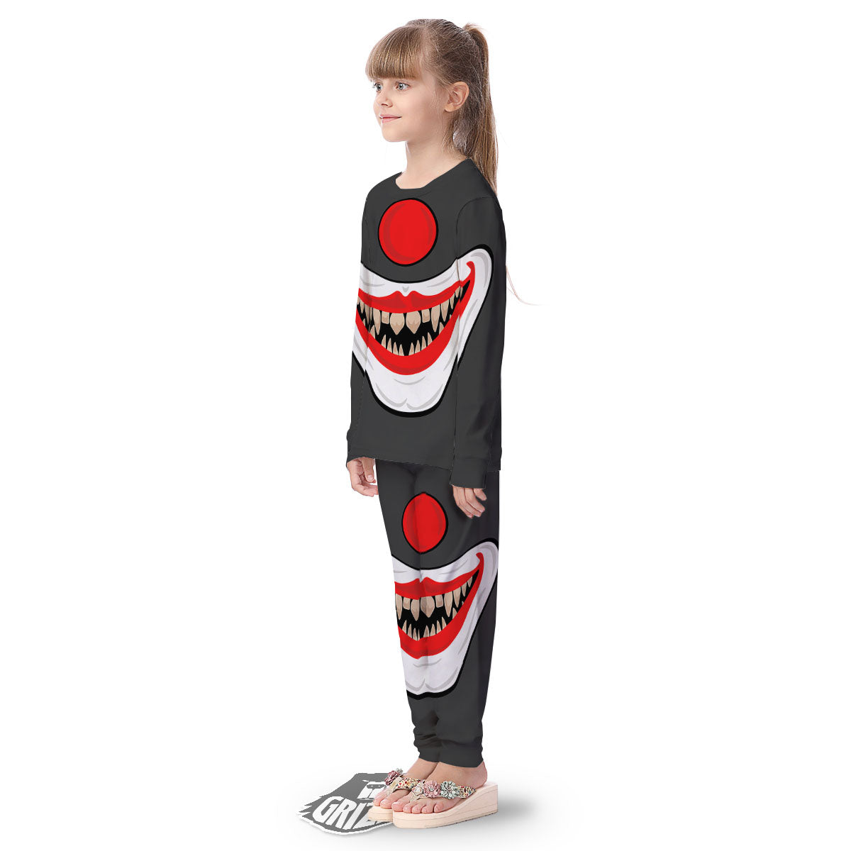 Smiling Clown Halloween Print Kid's Pajamas-grizzshop