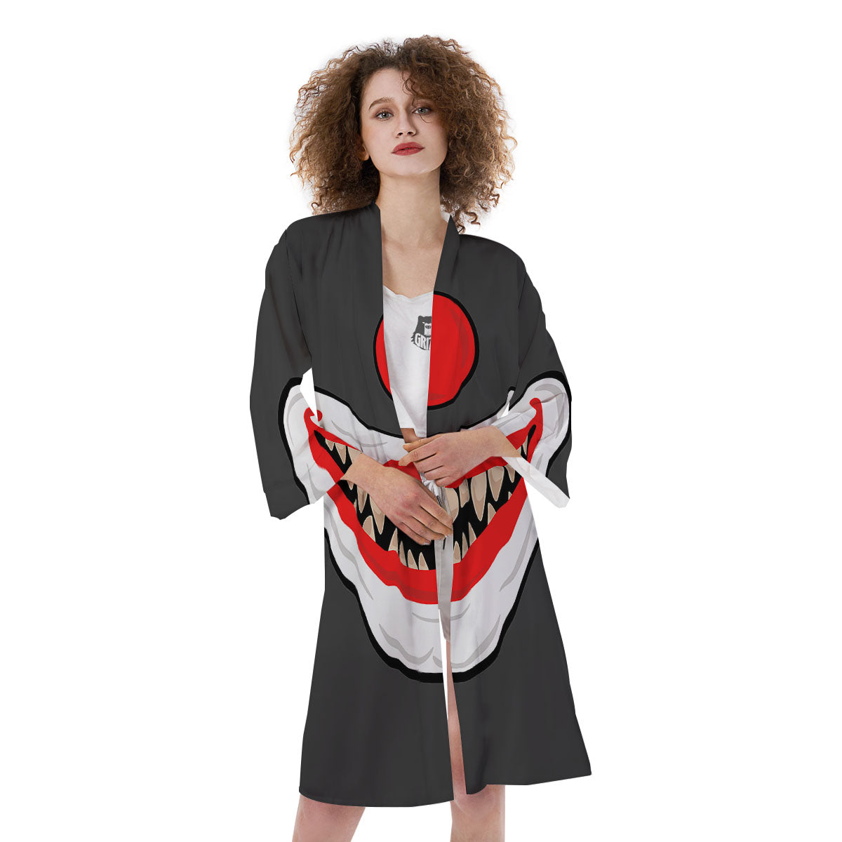 Smiling Clown Halloween Print Kimono-grizzshop