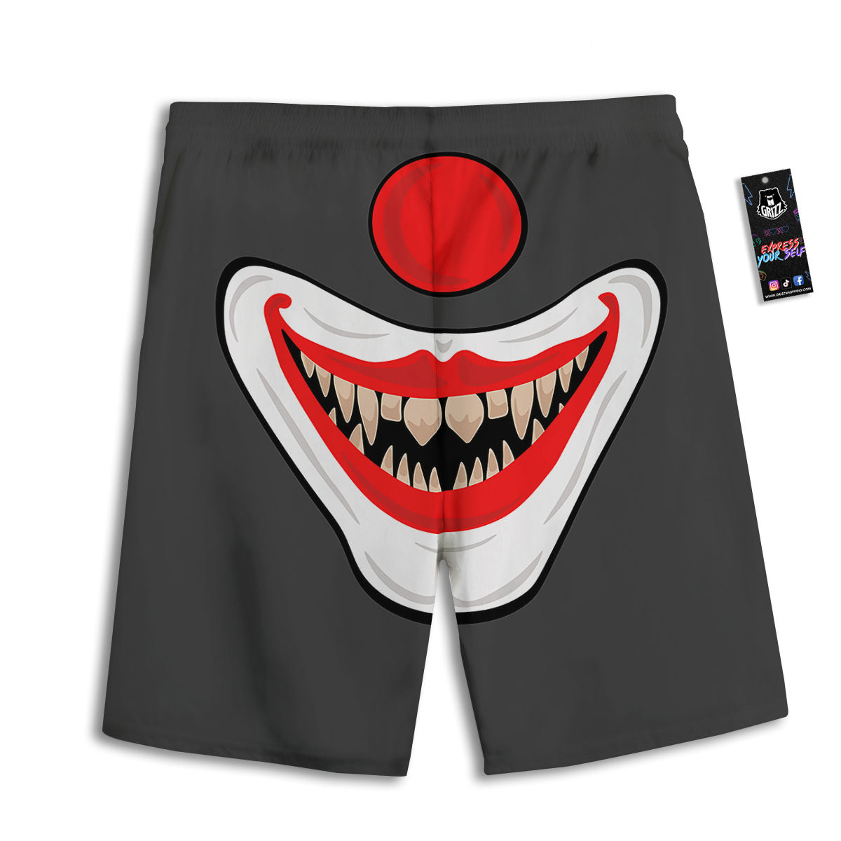 Smiling Clown Halloween Print Men's Athletic Shorts