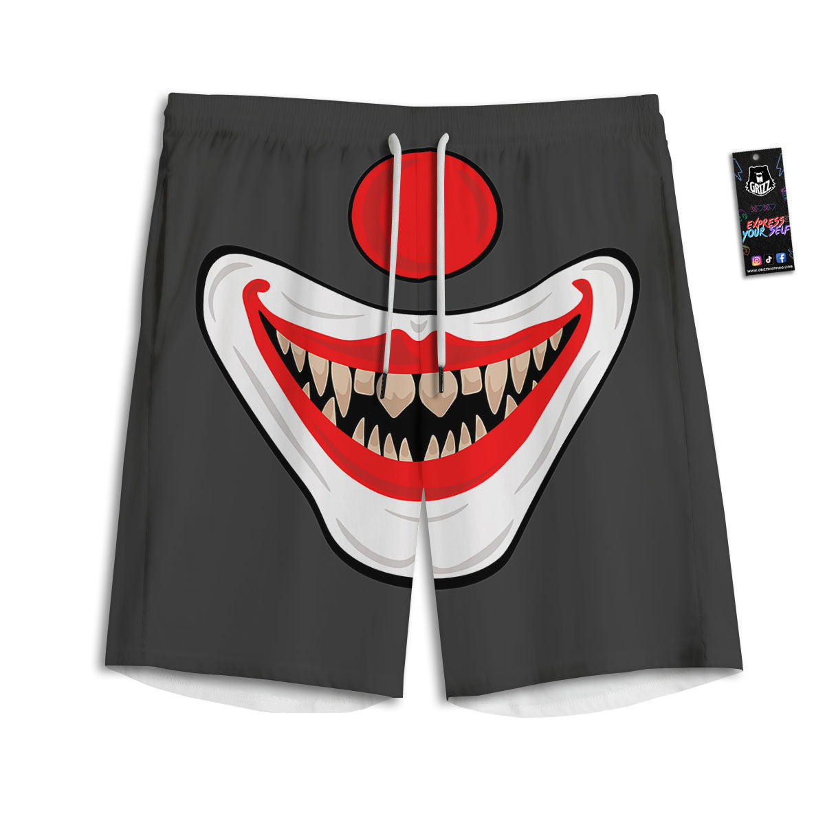 Smiling Clown Halloween Print Men's Athletic Shorts