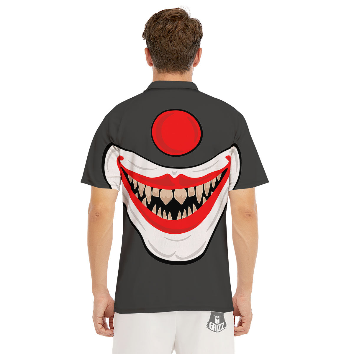 Smiling Clown Halloween Print Men's Golf Shirts-grizzshop