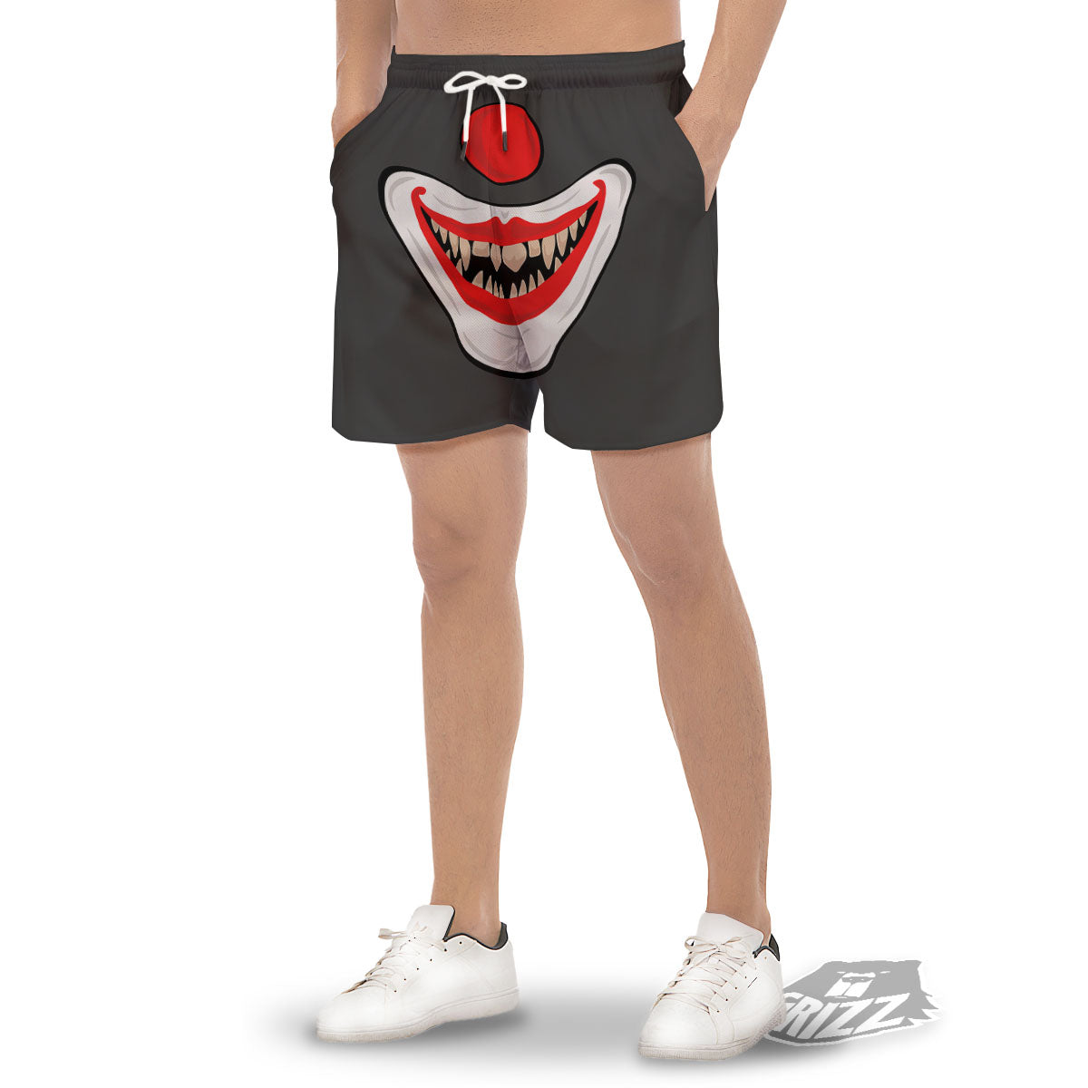 Smiling Clown Halloween Print Men's Gym Shorts-grizzshop