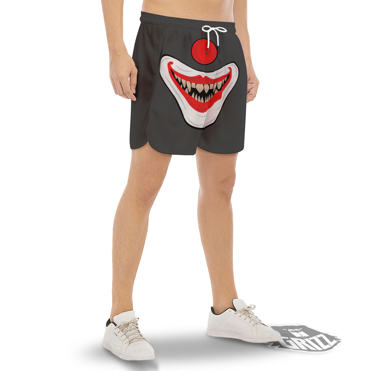 Smiling Clown Halloween Print Men's Gym Shorts-grizzshop