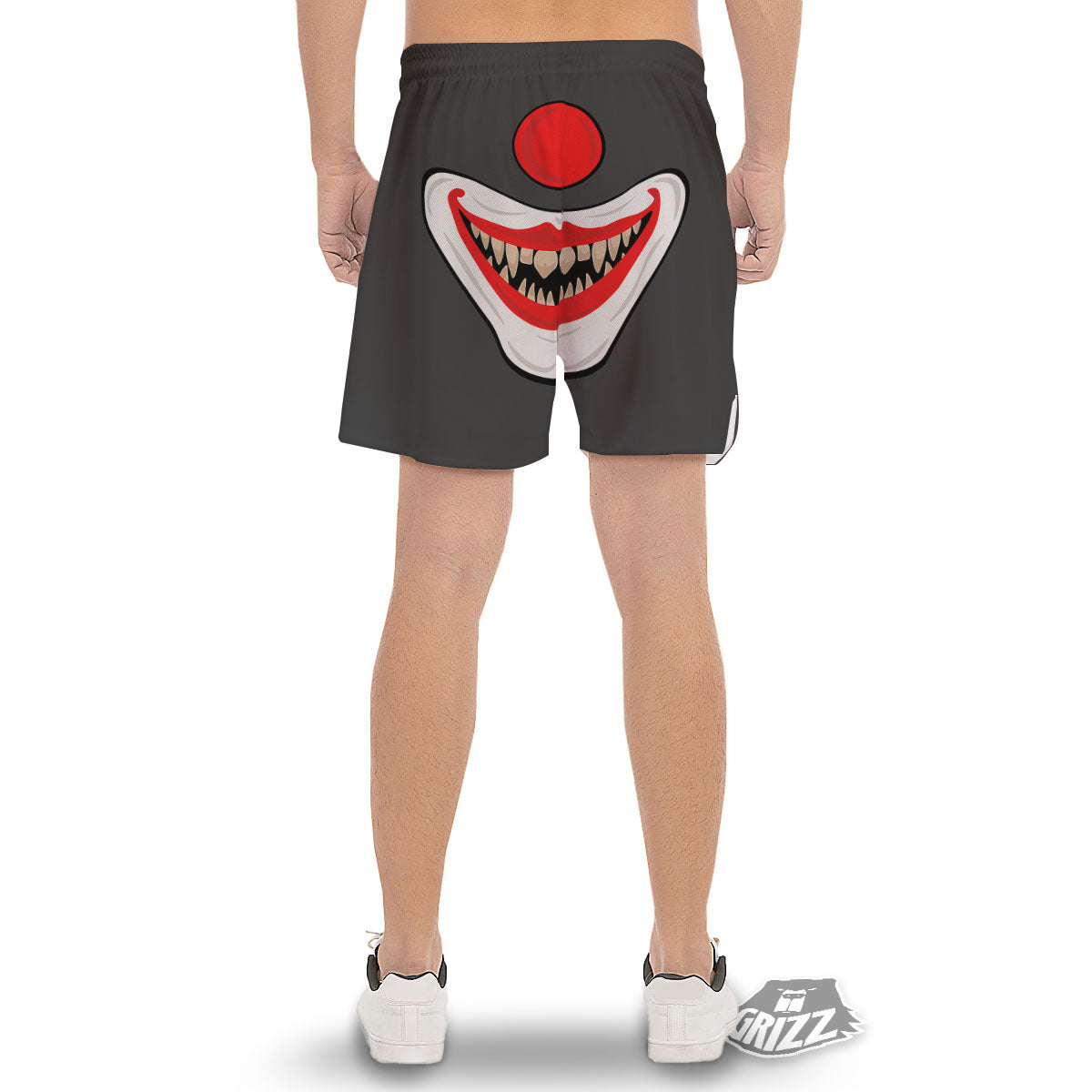 Smiling Clown Halloween Print Men's Gym Shorts-grizzshop