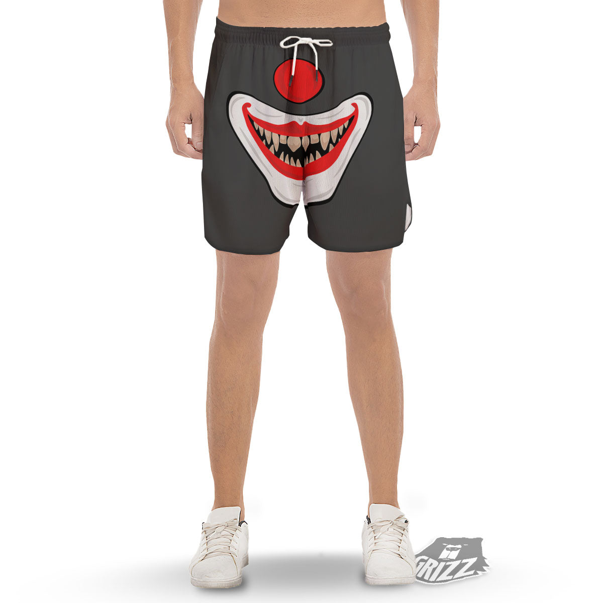 Smiling Clown Halloween Print Men's Gym Shorts-grizzshop