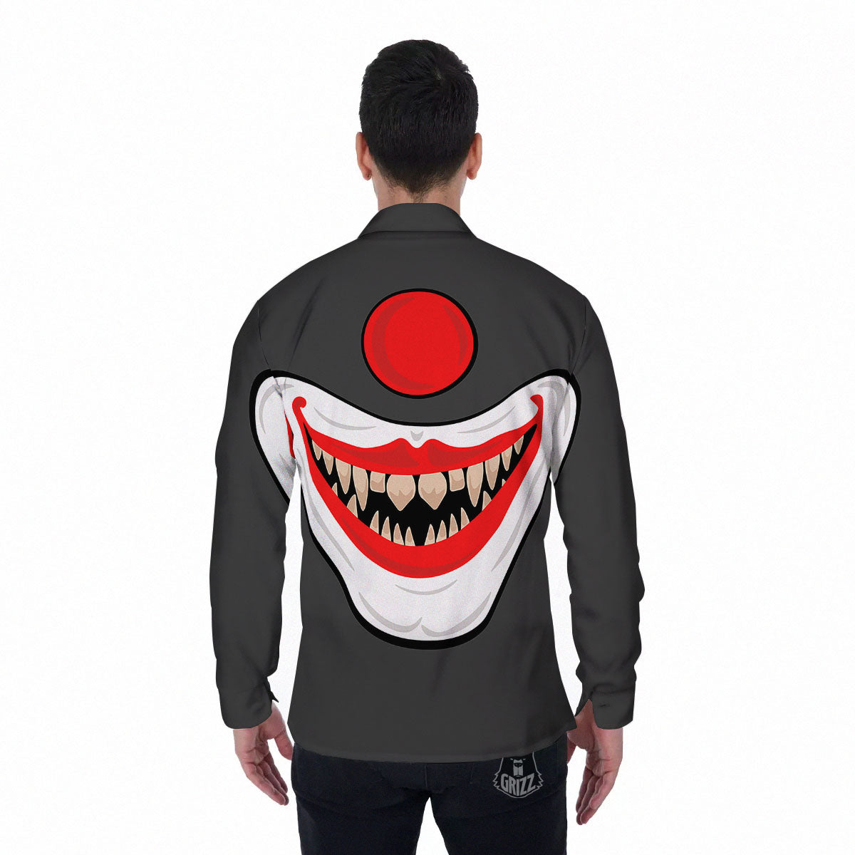 Smiling Clown Halloween Print Men's Long Sleeve Shirts-grizzshop