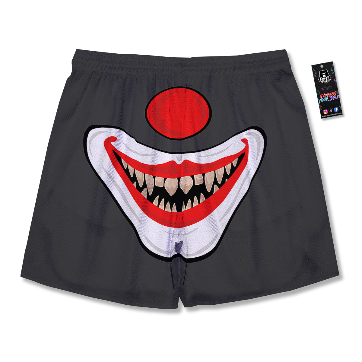 Smiling Clown Halloween Print Men's Running Shorts-grizzshop