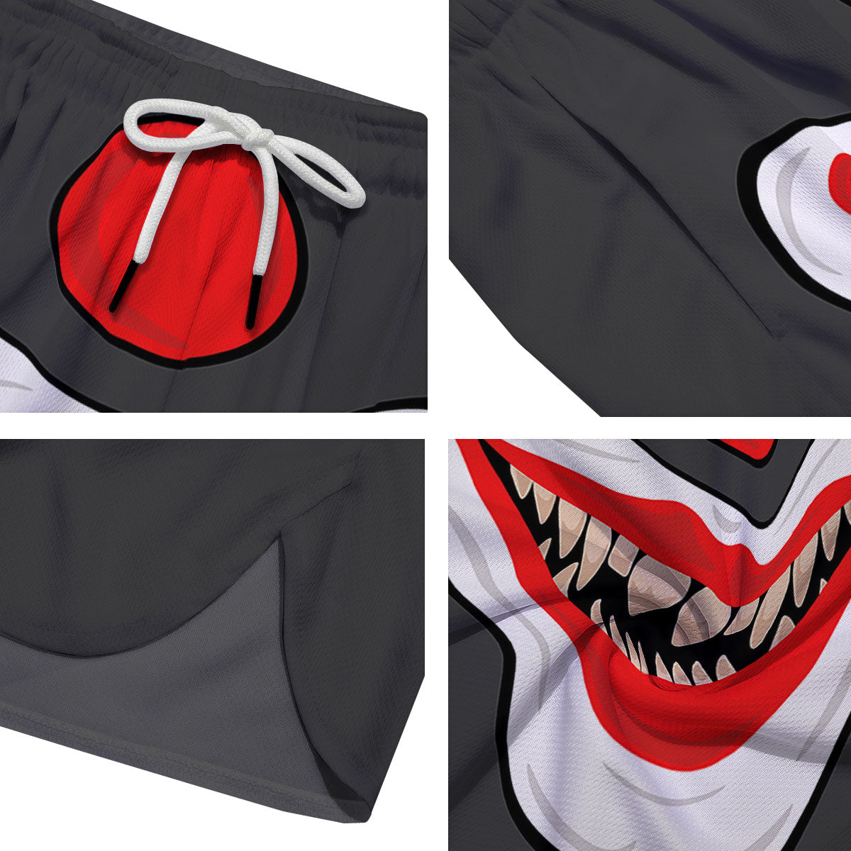 Smiling Clown Halloween Print Men's Running Shorts-grizzshop