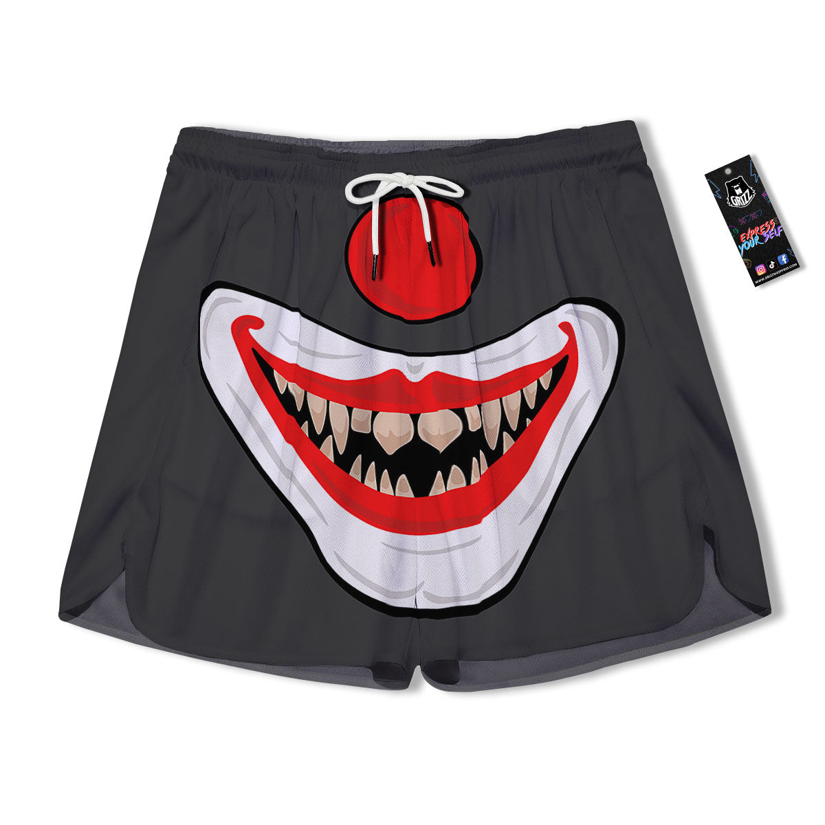Smiling Clown Halloween Print Men's Running Shorts-grizzshop