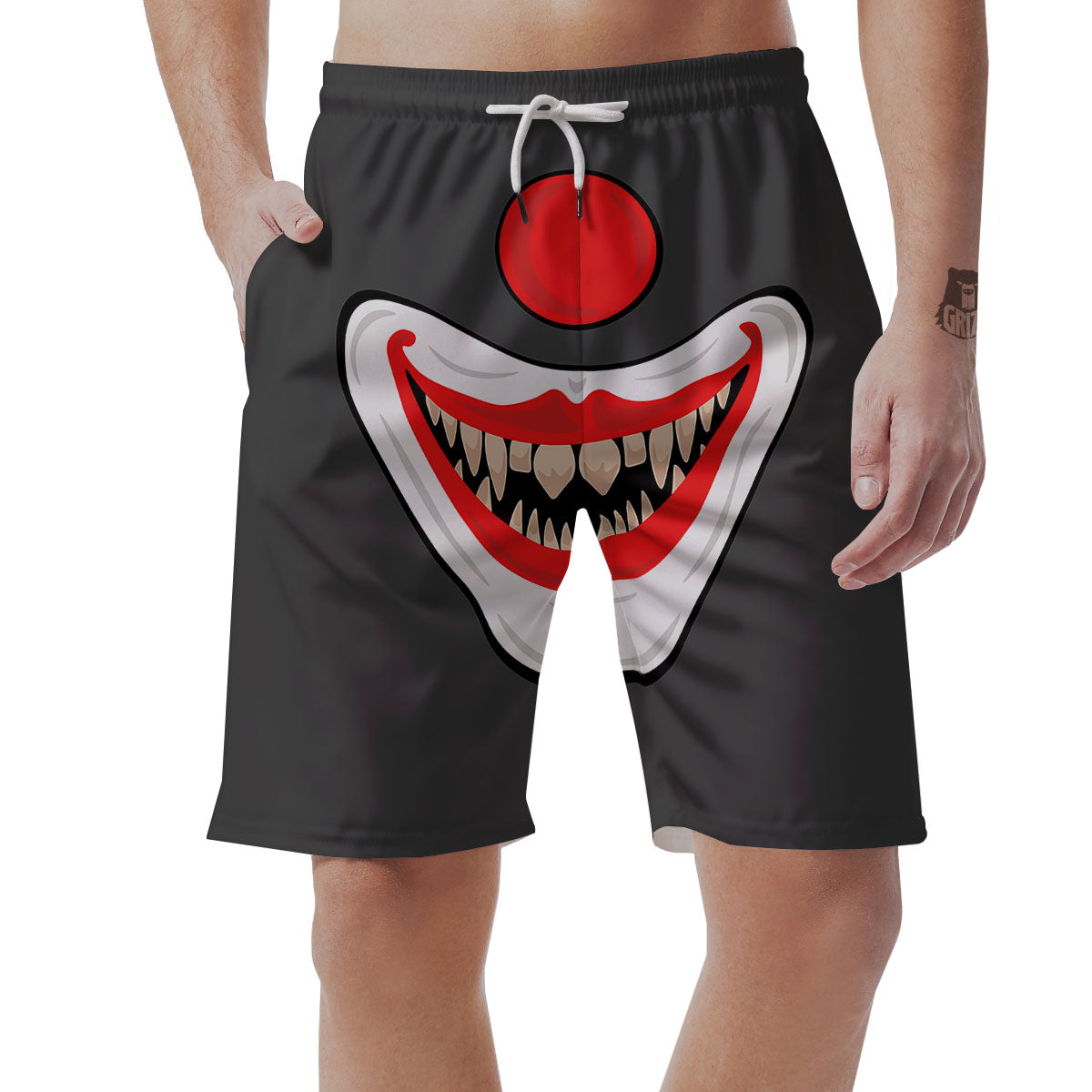 Smiling Clown Halloween Print Men's Shorts-grizzshop