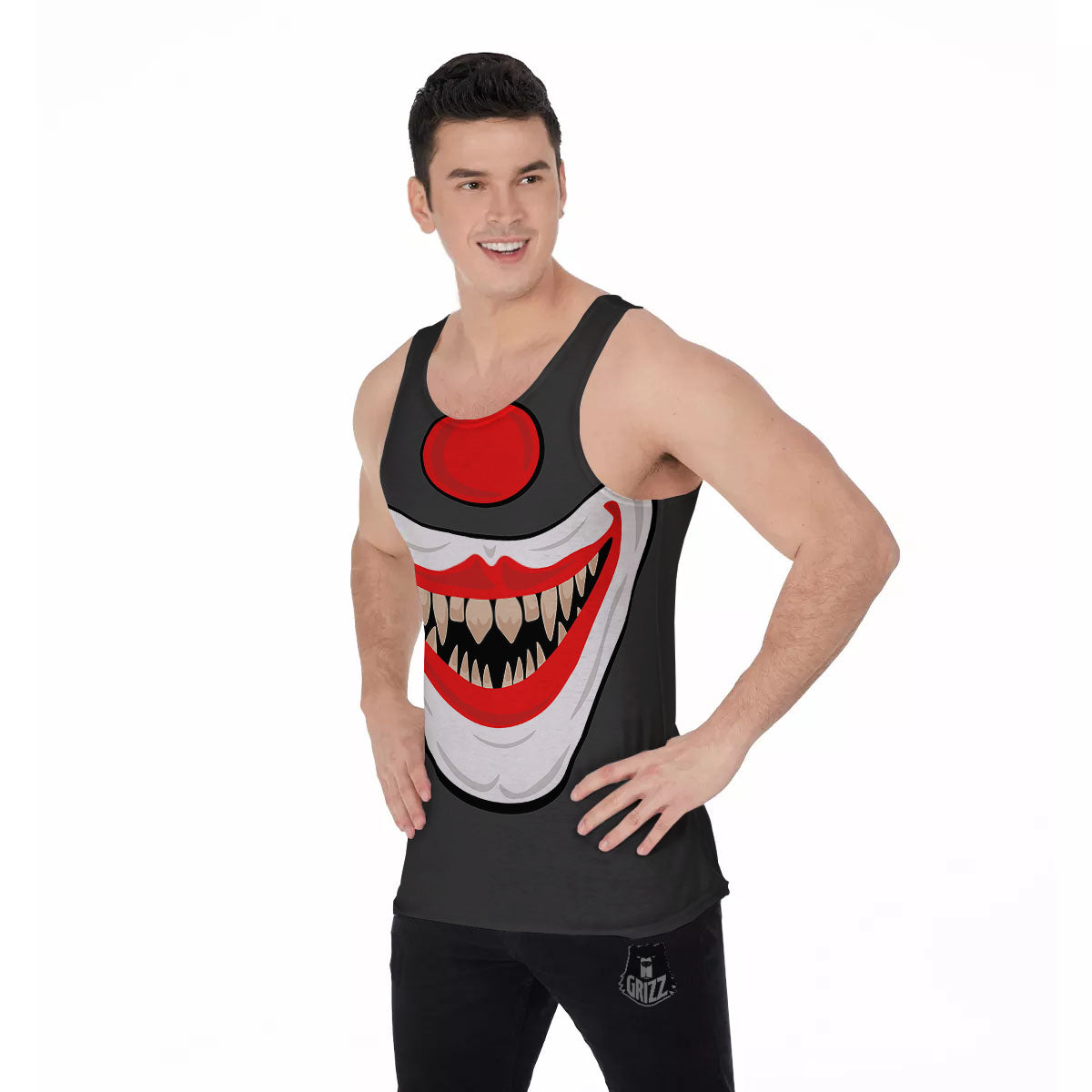 Smiling Clown Halloween Print Men's Tank Top-grizzshop