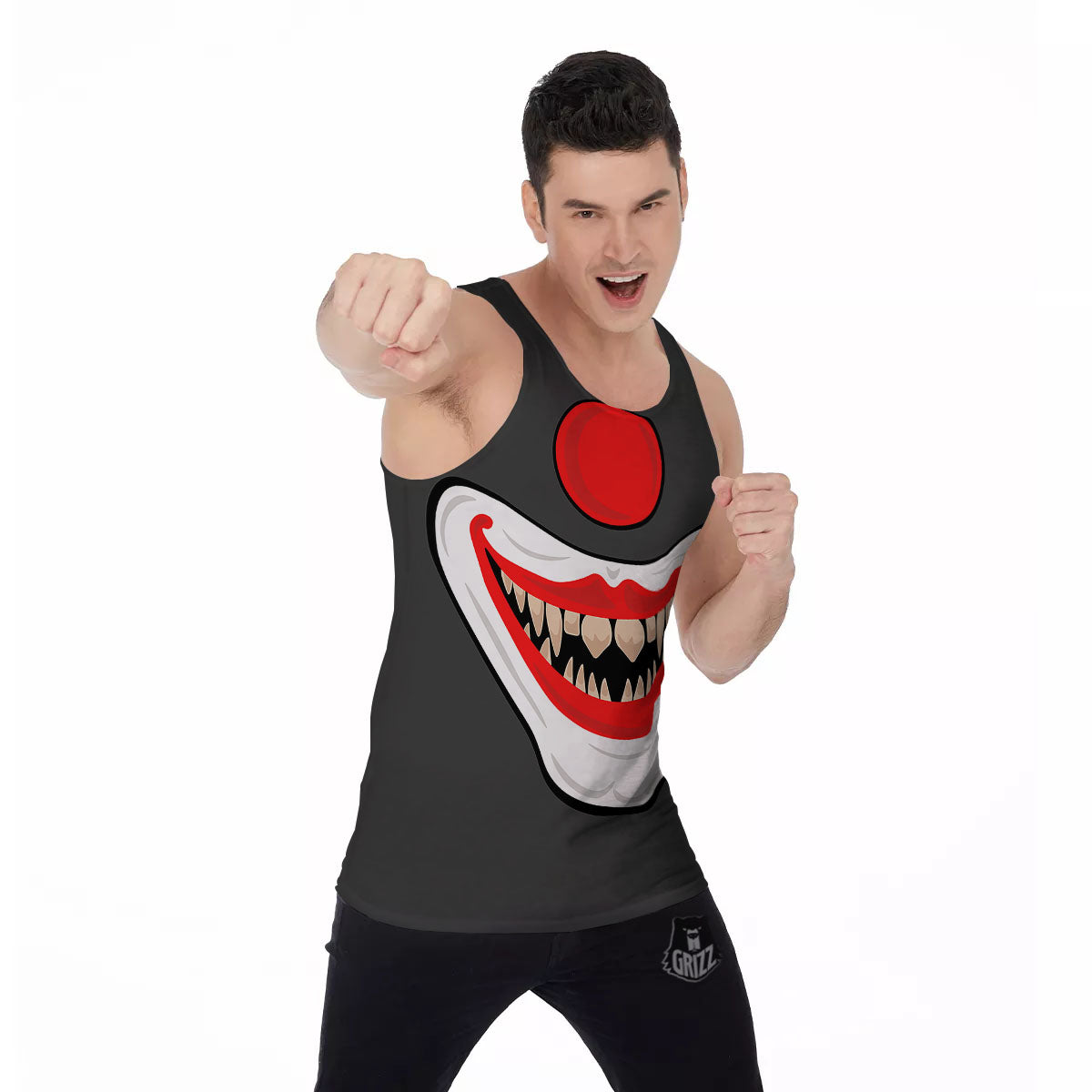 Smiling Clown Halloween Print Men's Tank Top-grizzshop