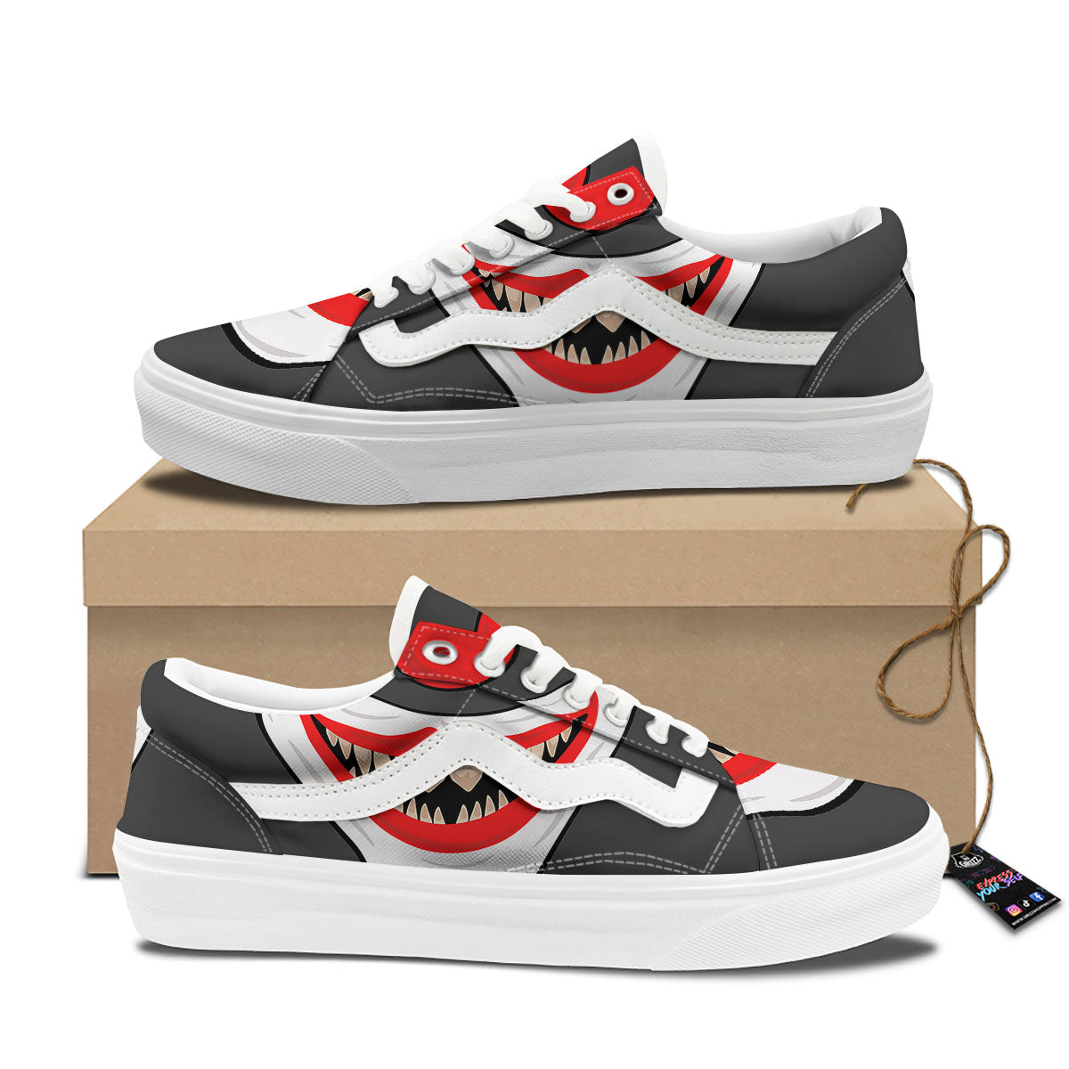 Smiling Clown Halloween Print Skate Shoes-grizzshop