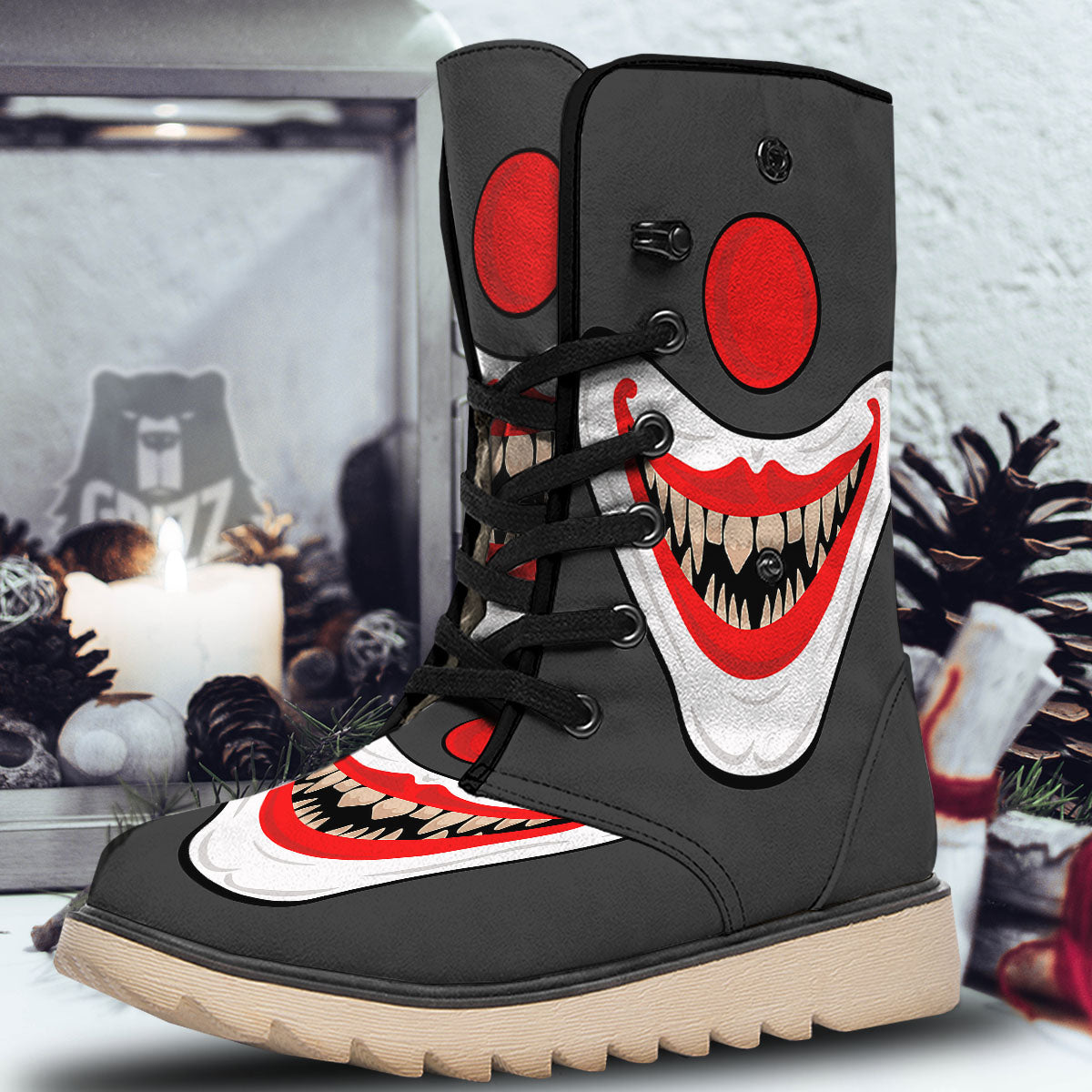 Smiling Clown Halloween Print Snow Boots-grizzshop