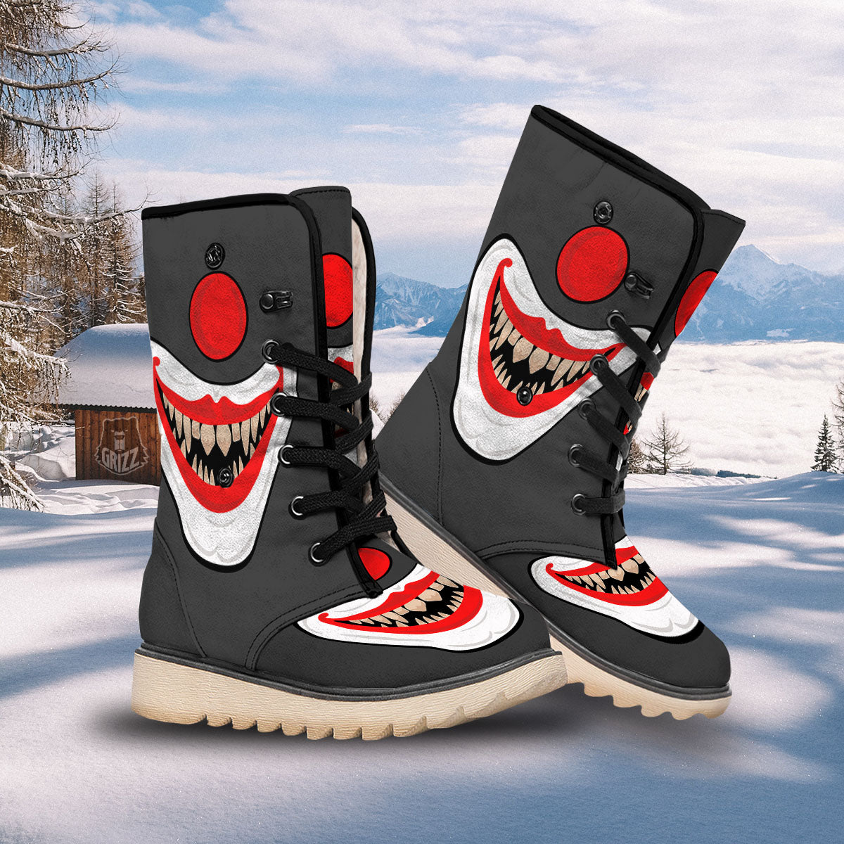 Smiling Clown Halloween Print Snow Boots-grizzshop