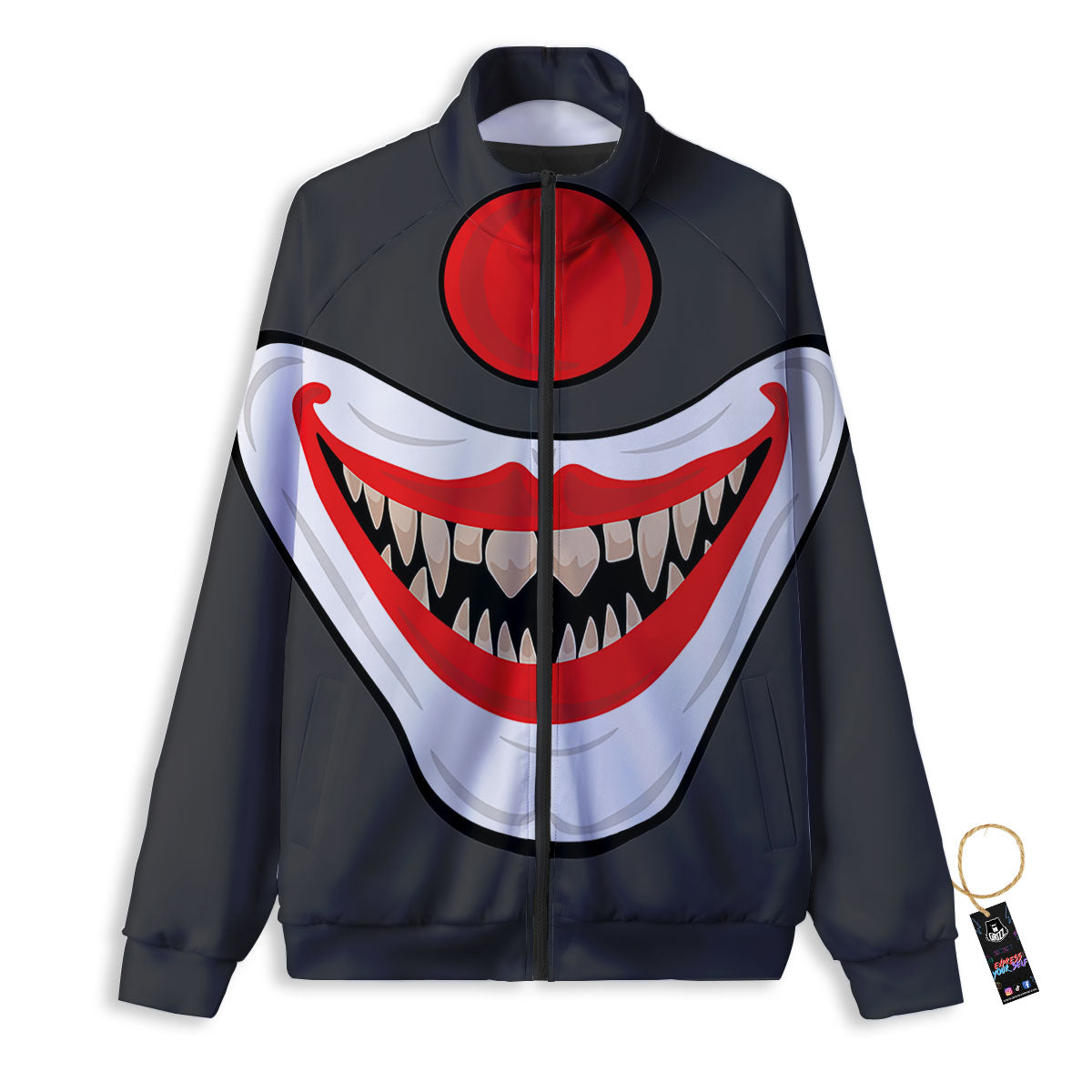 Smiling Clown Halloween Print Track Jacket-grizzshop
