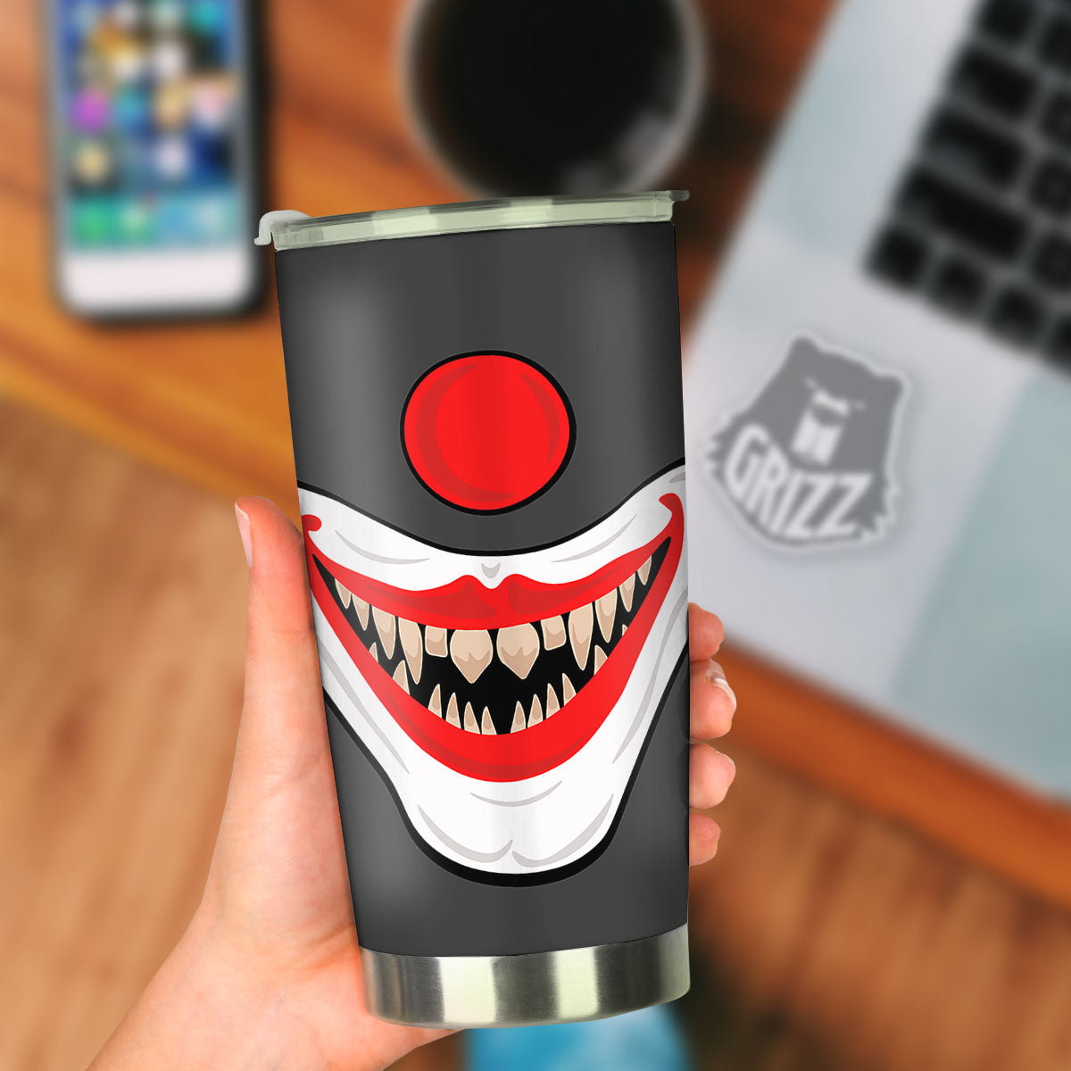 Smiling Clown Halloween Print Tumbler-grizzshop