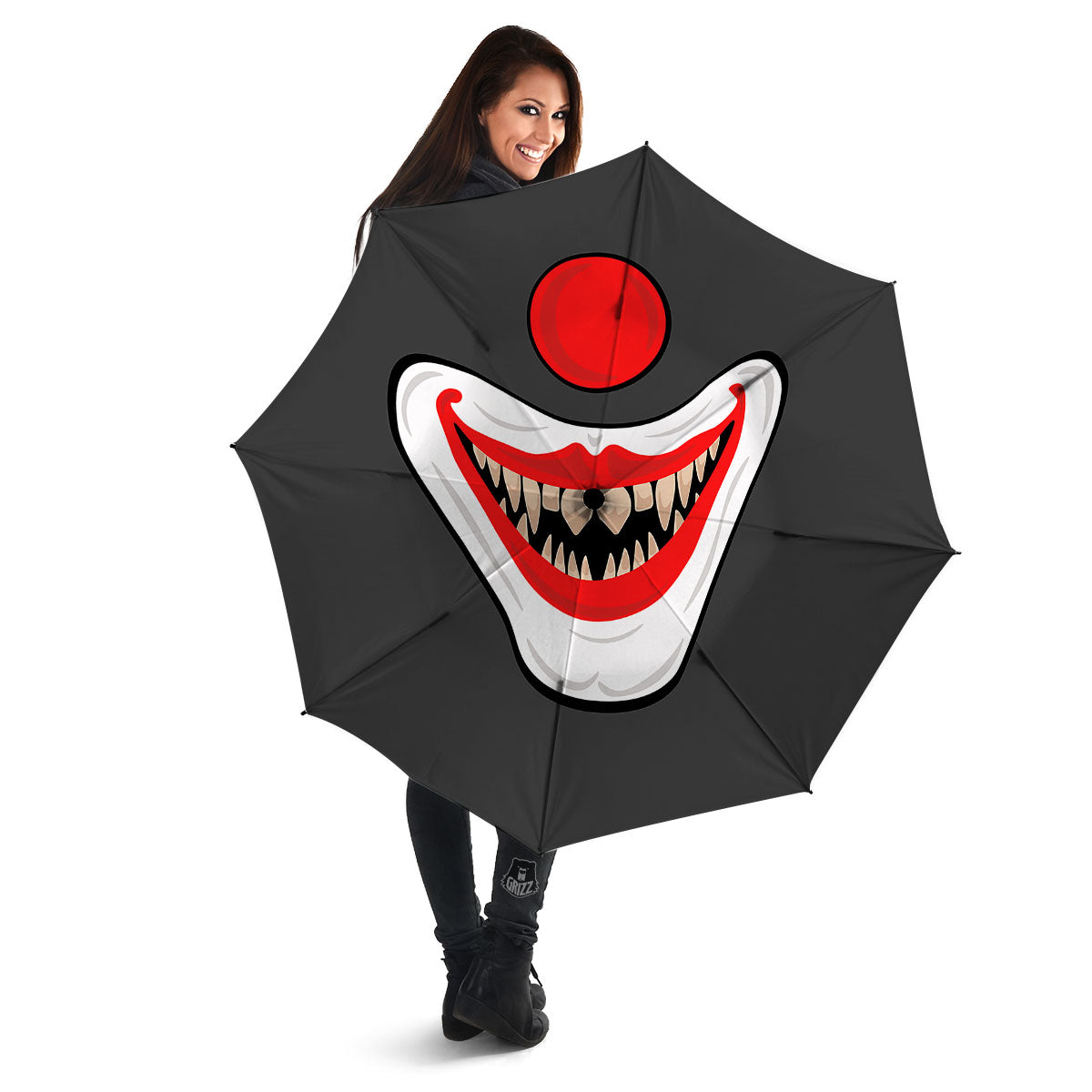 Smiling Clown Halloween Print Umbrella-grizzshop