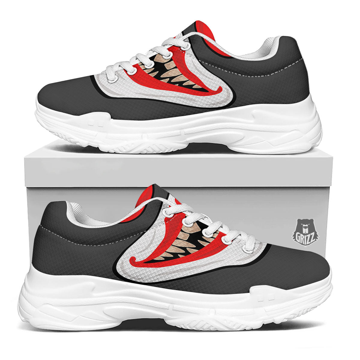 Smiling Clown Halloween Print White Chunky Shoes-grizzshop