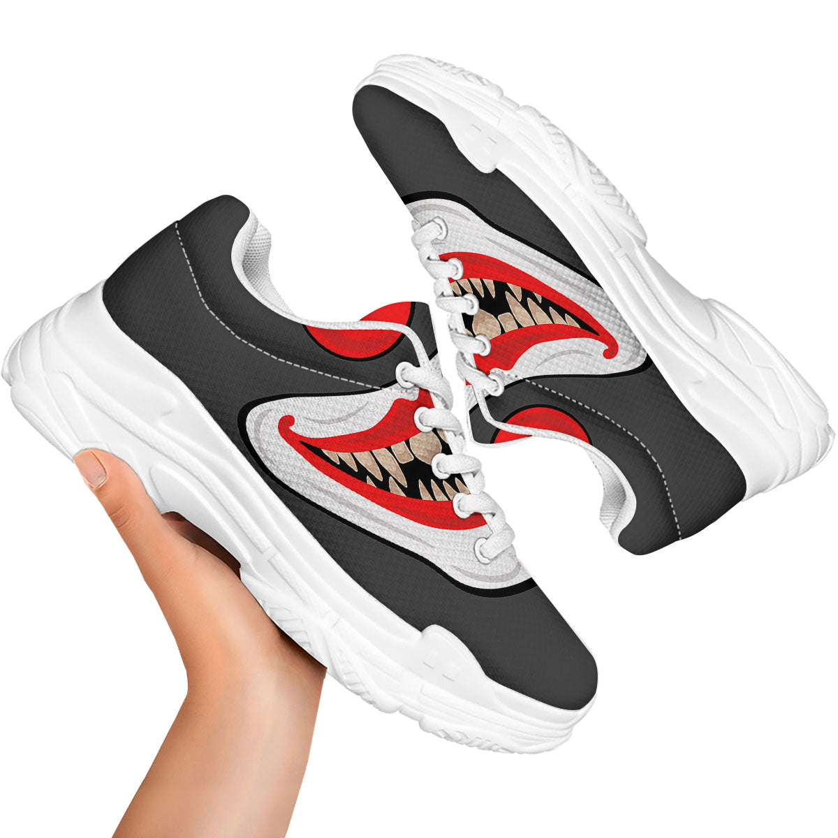Smiling Clown Halloween Print White Chunky Shoes-grizzshop