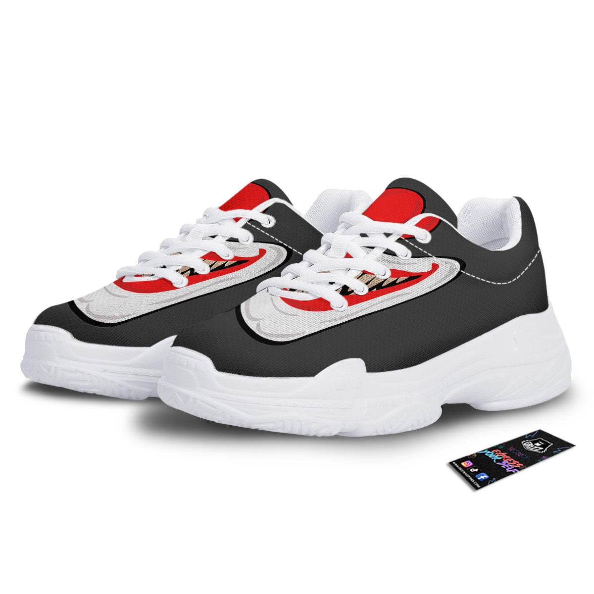Smiling Clown Halloween Print White Chunky Shoes-grizzshop