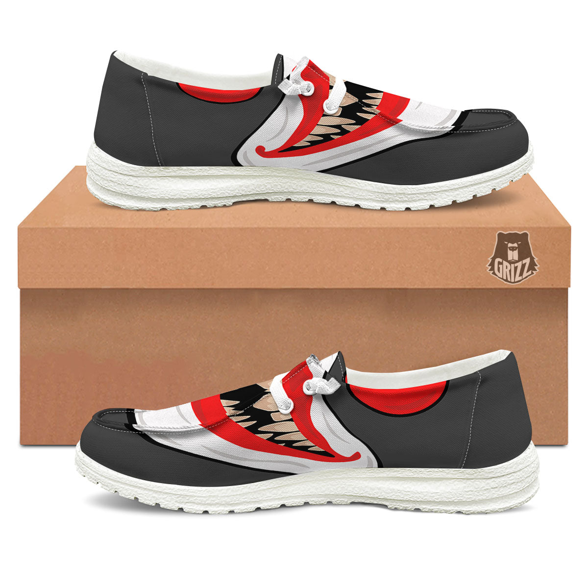Smiling Clown Halloween Print White Loafers-grizzshop