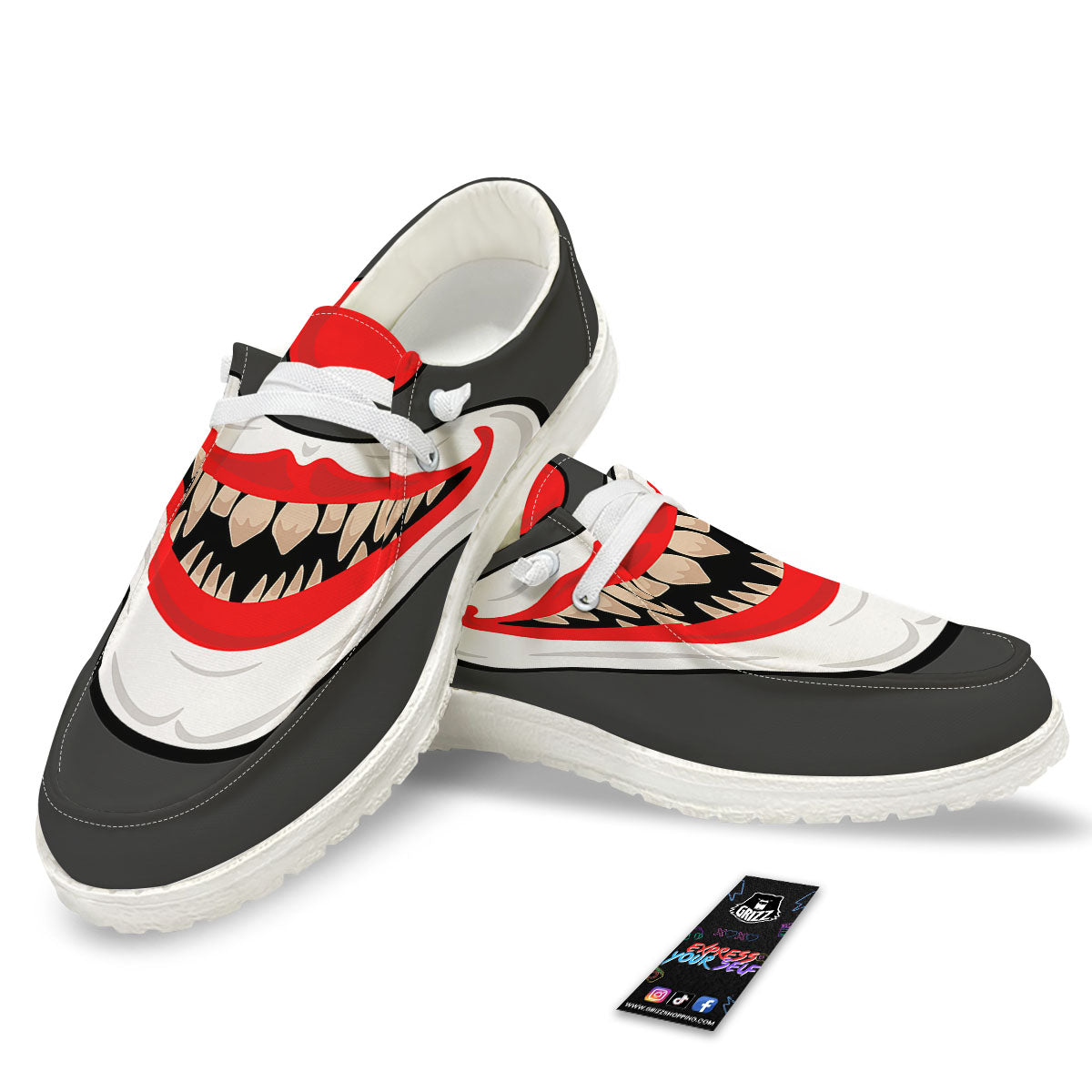 Smiling Clown Halloween Print White Loafers-grizzshop