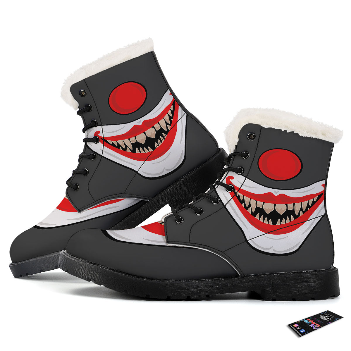 Smiling Clown Halloween Print Winter Boots-grizzshop