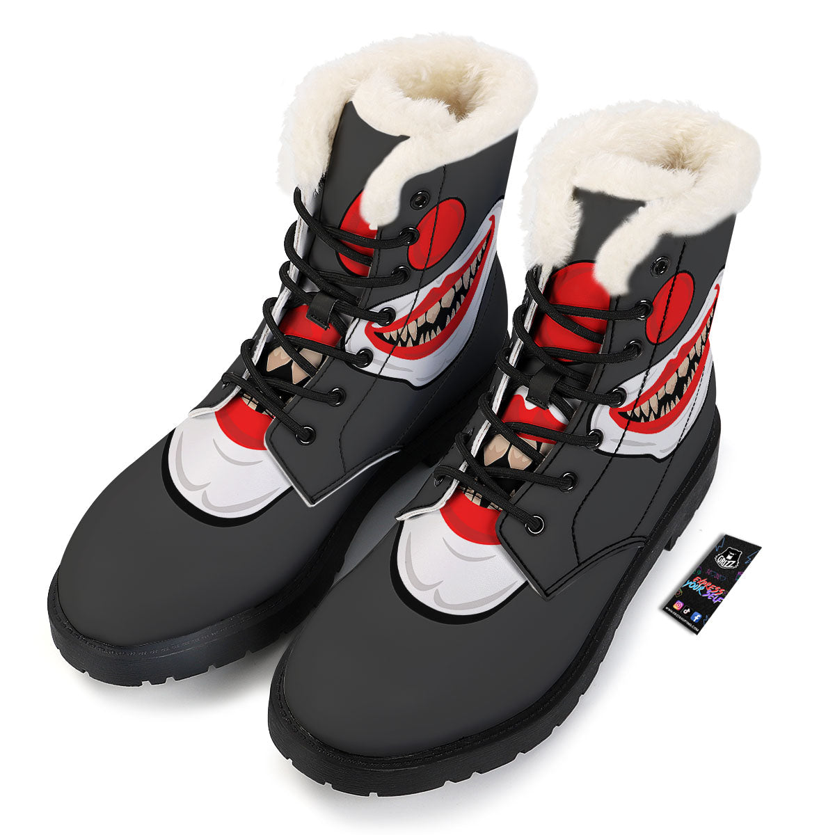 Smiling Clown Halloween Print Winter Boots-grizzshop
