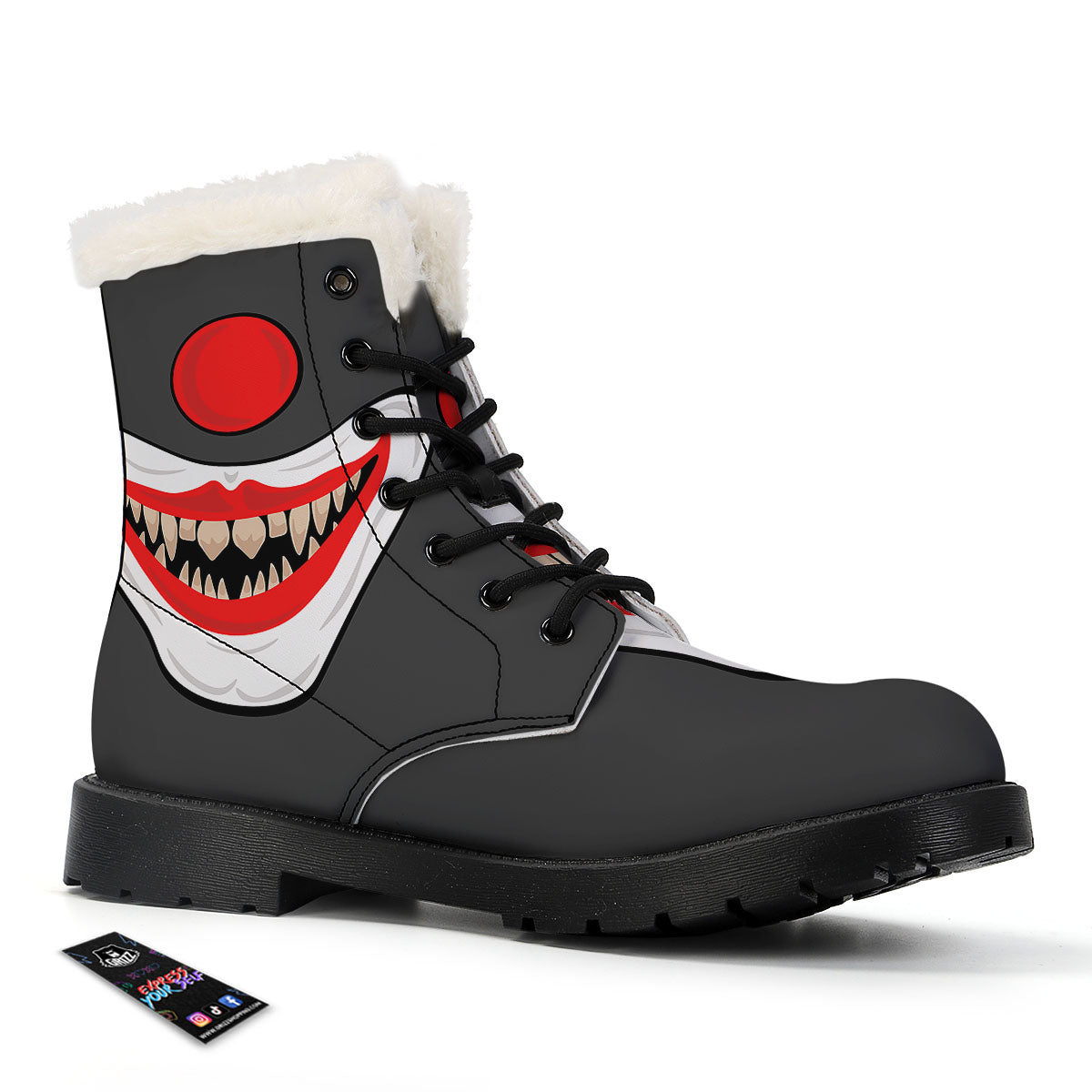 Smiling Clown Halloween Print Winter Boots-grizzshop