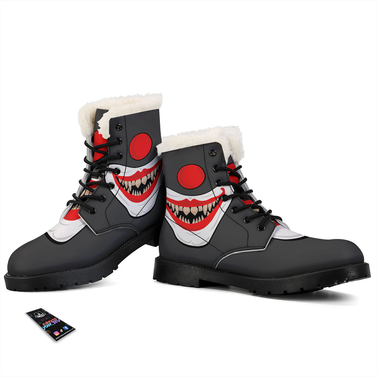 Smiling Clown Halloween Print Winter Boots-grizzshop