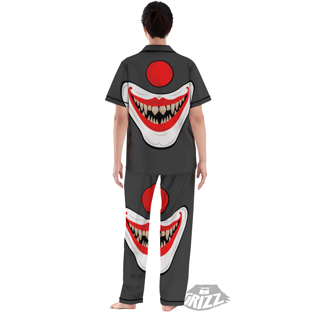Smiling Clown Halloween Print Women's Pajamas Set-grizzshop