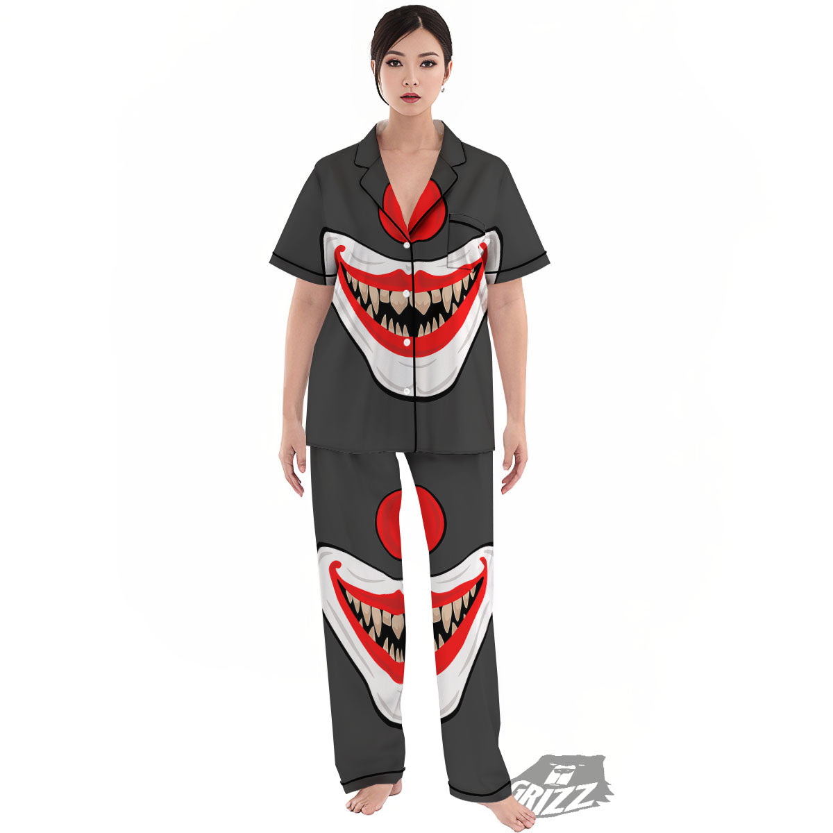 Smiling Clown Halloween Print Women's Pajamas Set-grizzshop