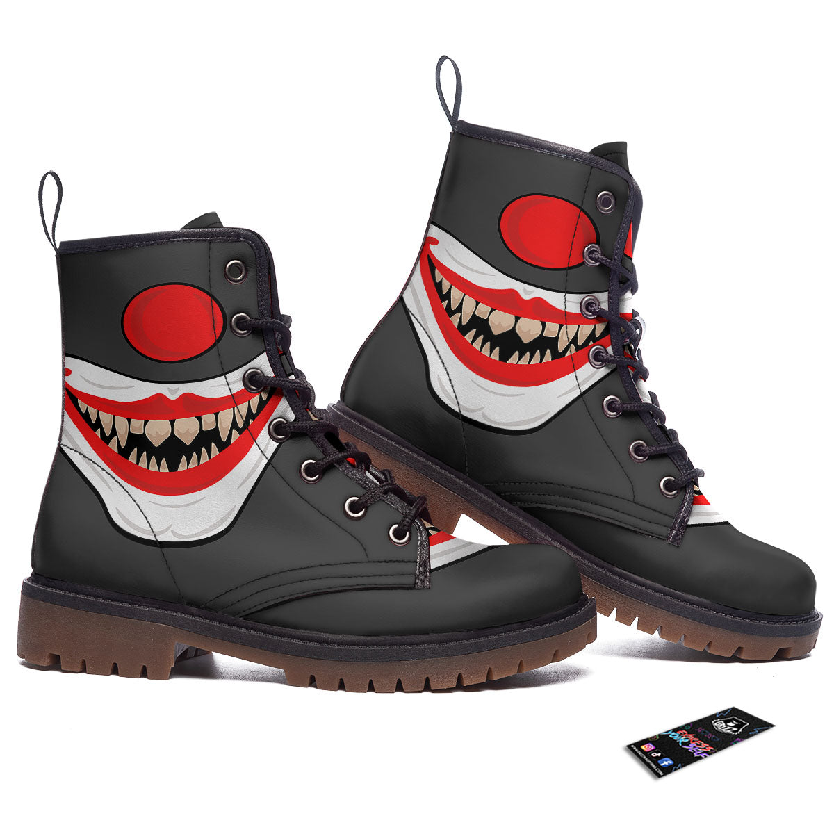 Smiling Clown Halloween Print Work Boots-grizzshop