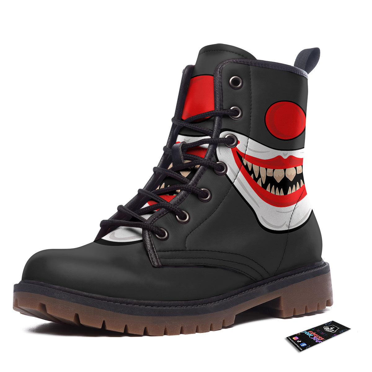 Smiling Clown Halloween Print Work Boots-grizzshop