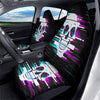 Smiling Skull Glitch Print Car Seat Covers-grizzshop