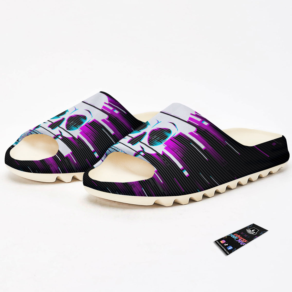 Smiling Skull Glitch Print Sandals-grizzshop