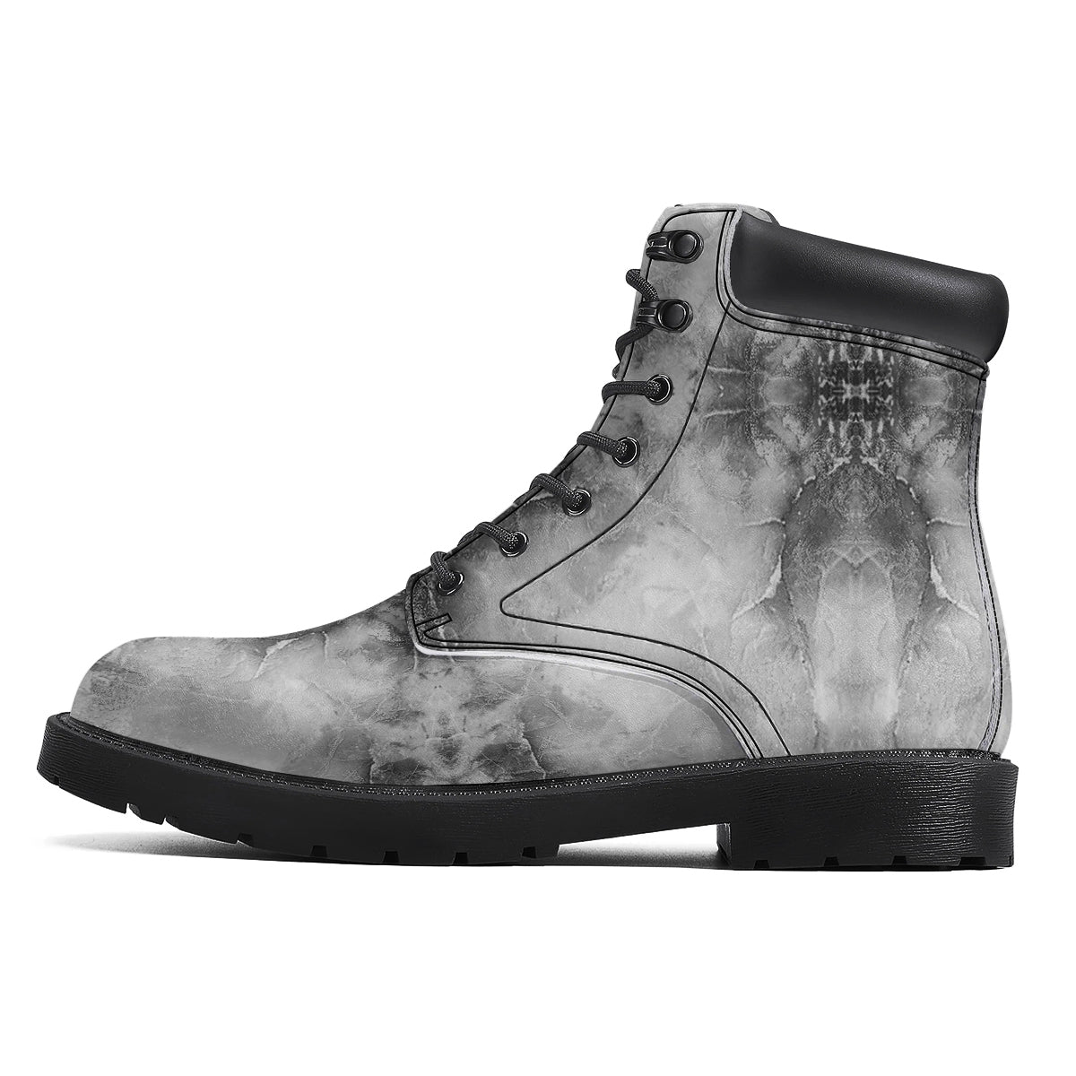 Smoke Marble White Grey Print Pattern Boots-grizzshop