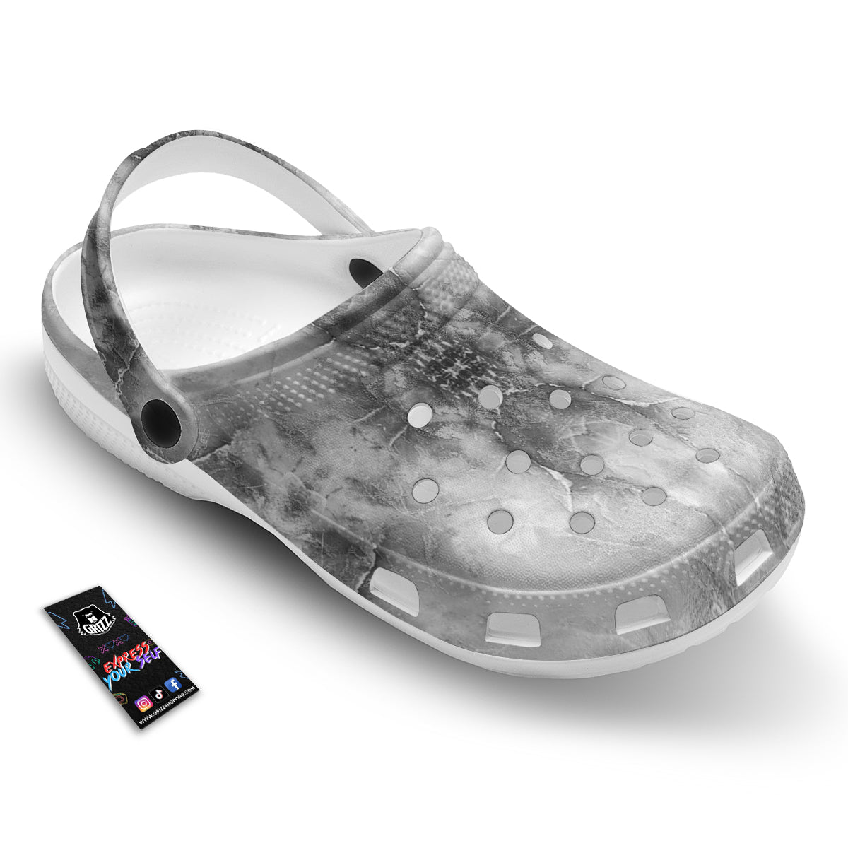Smoke Marble White Grey Print Pattern Clog-grizzshop