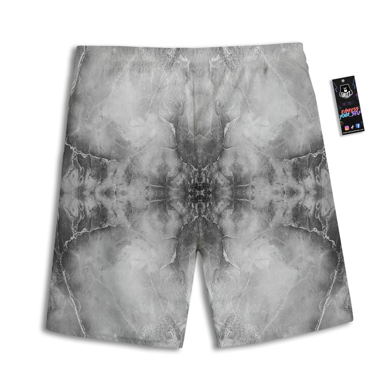 Smoke Marble White Grey Print Pattern Men's Athletic Shorts