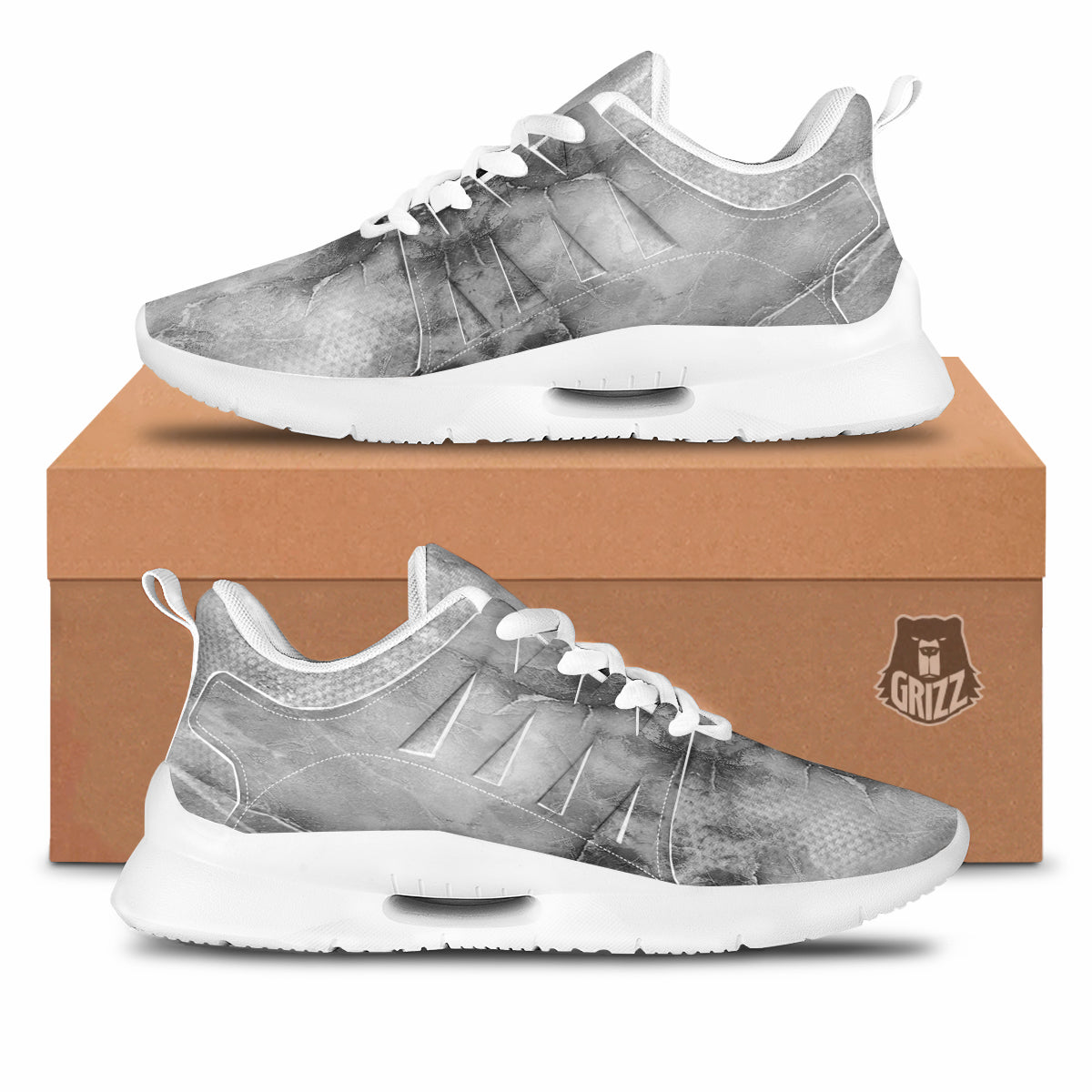 Smoke Marble White Grey Print Pattern Tennis Shoes-grizzshop