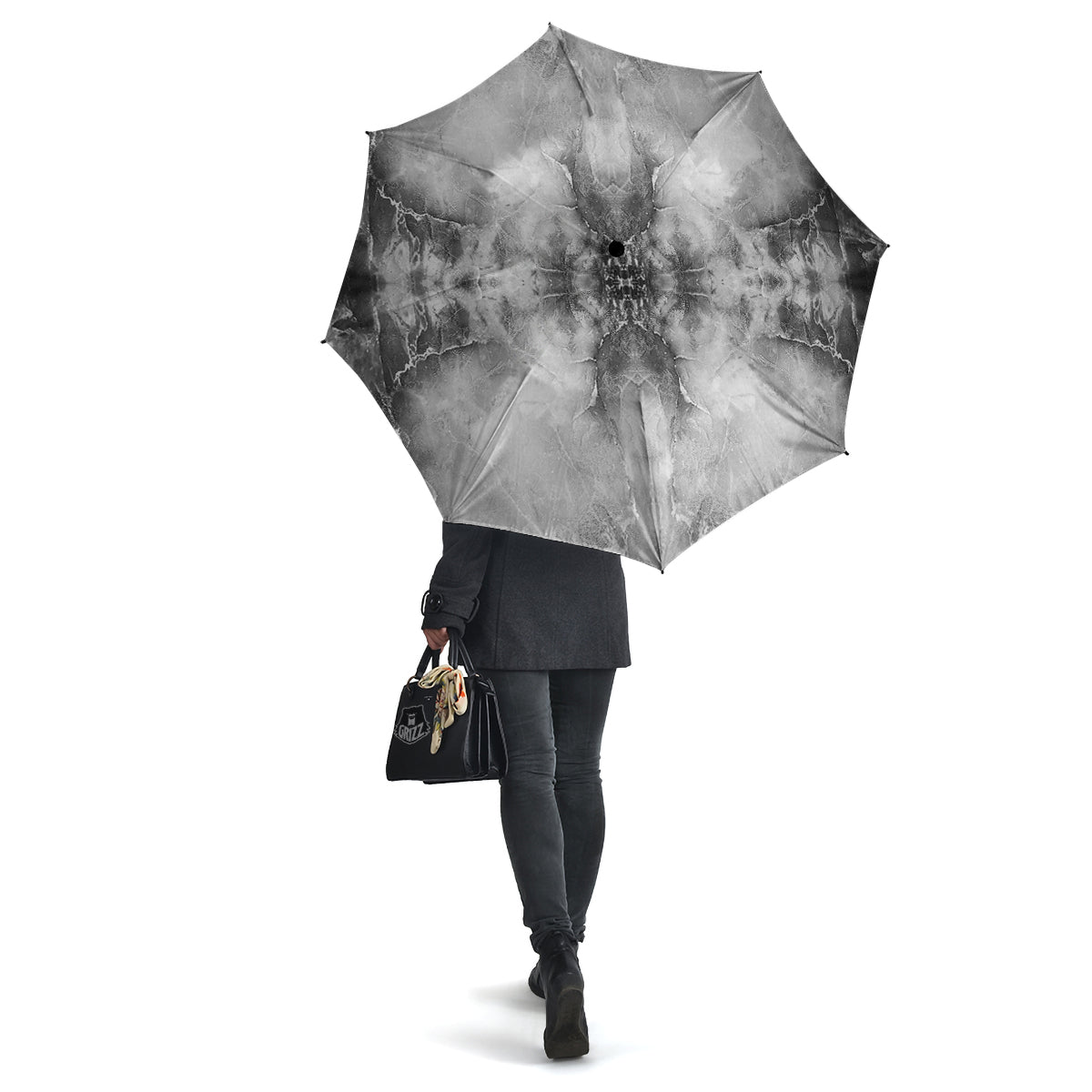 Smoke Marble White Grey Print Pattern Umbrella-grizzshop