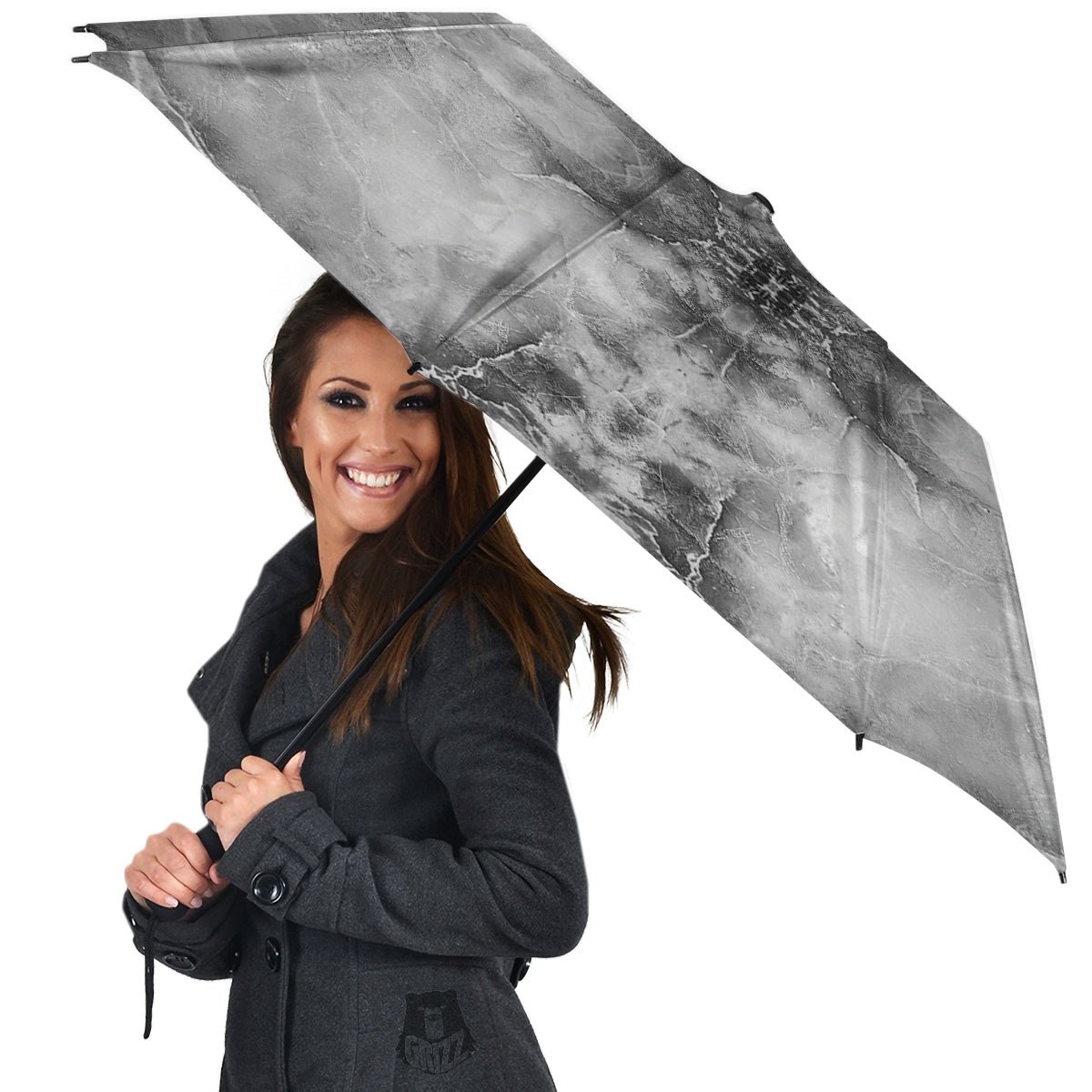 Smoke Marble White Grey Print Pattern Umbrella-grizzshop